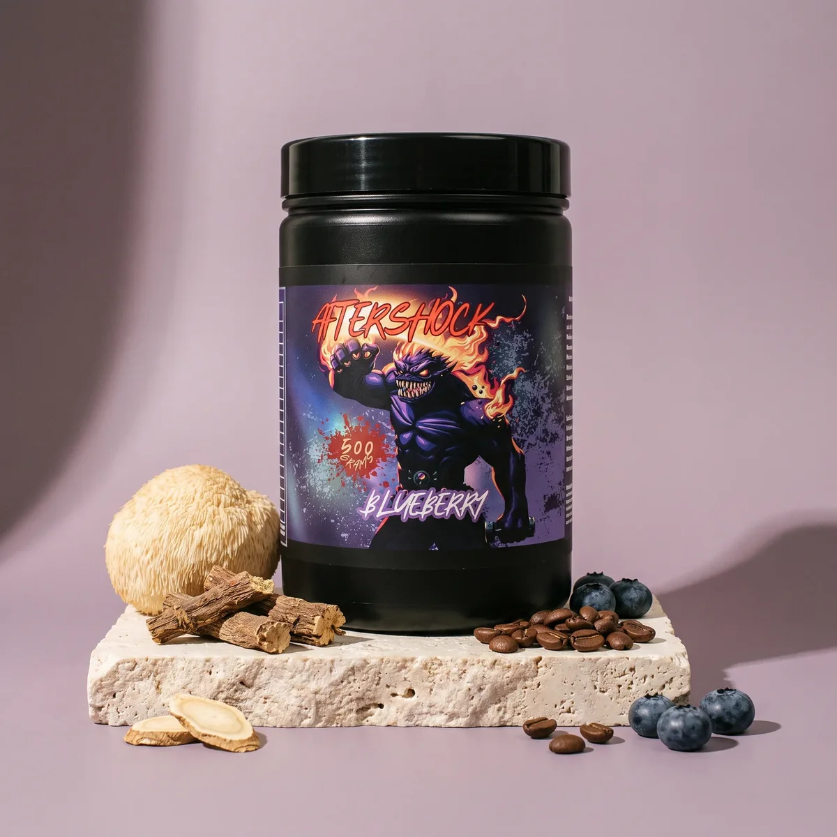 Aftershock tub with lion's mane, rhodiola, ginseng and coffee beans